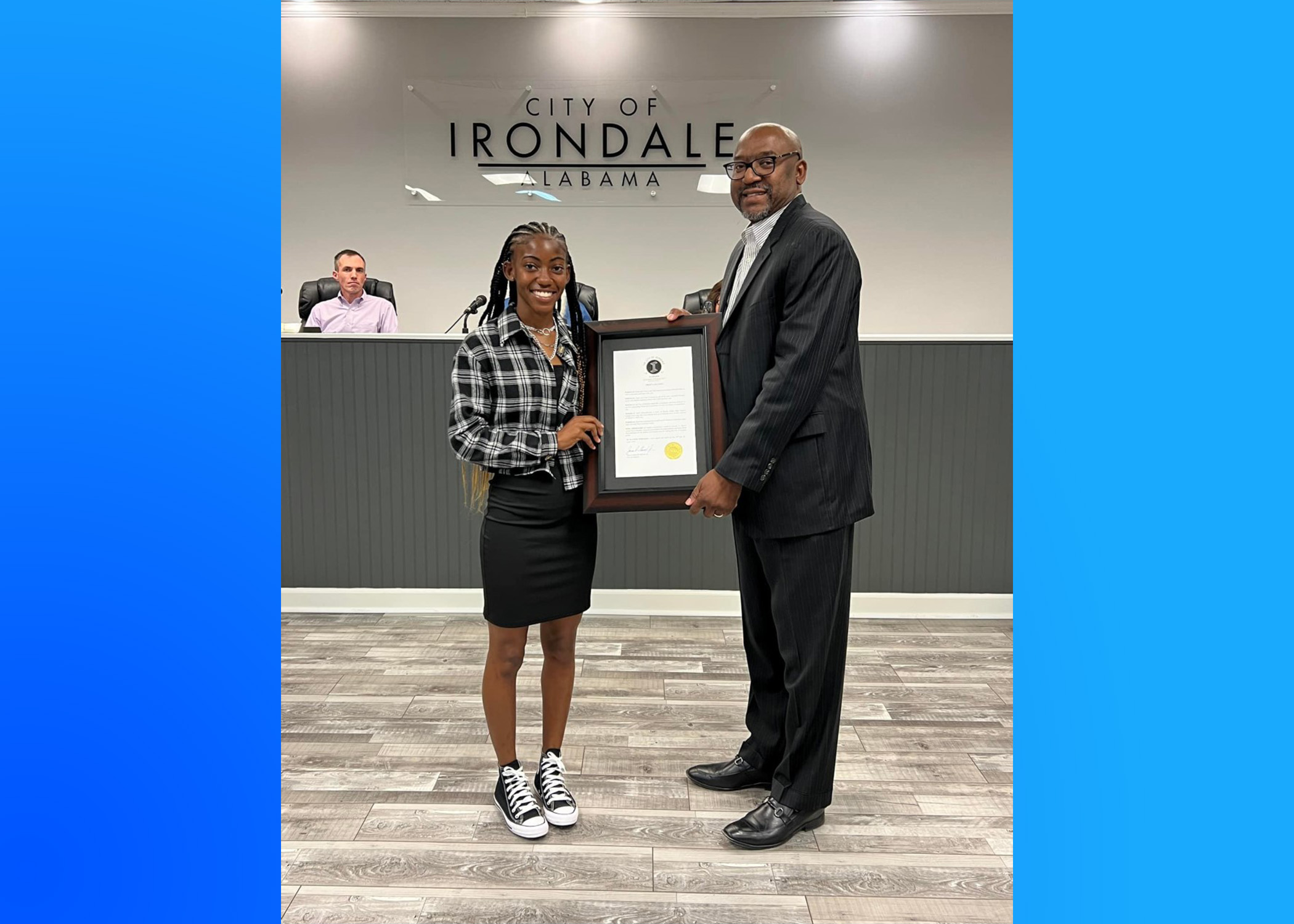 Irondale mayor recognizes track star from Shades Valley High