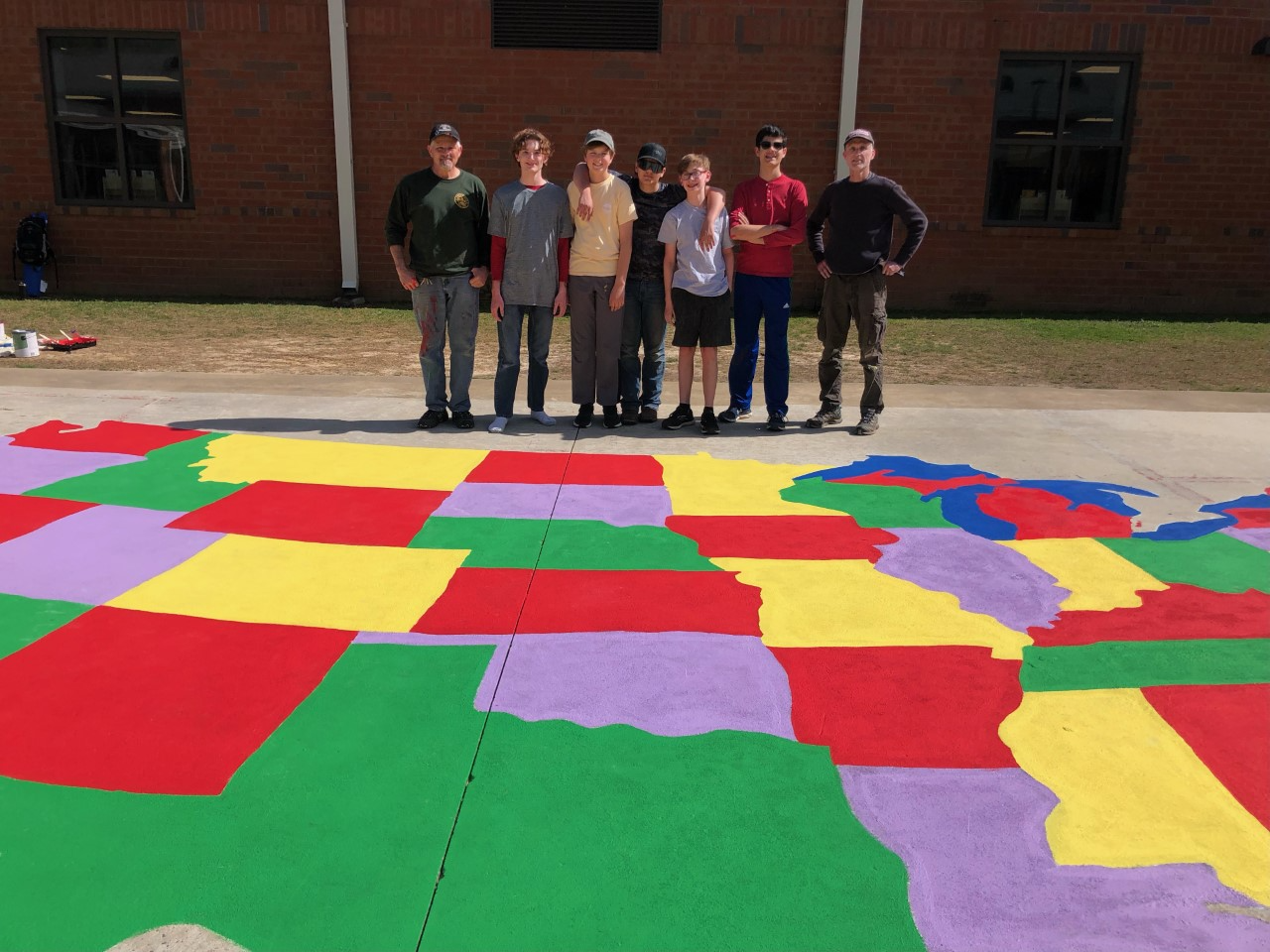 Trussville's Boy Scouts paints U.S. map for Paine Elementary School