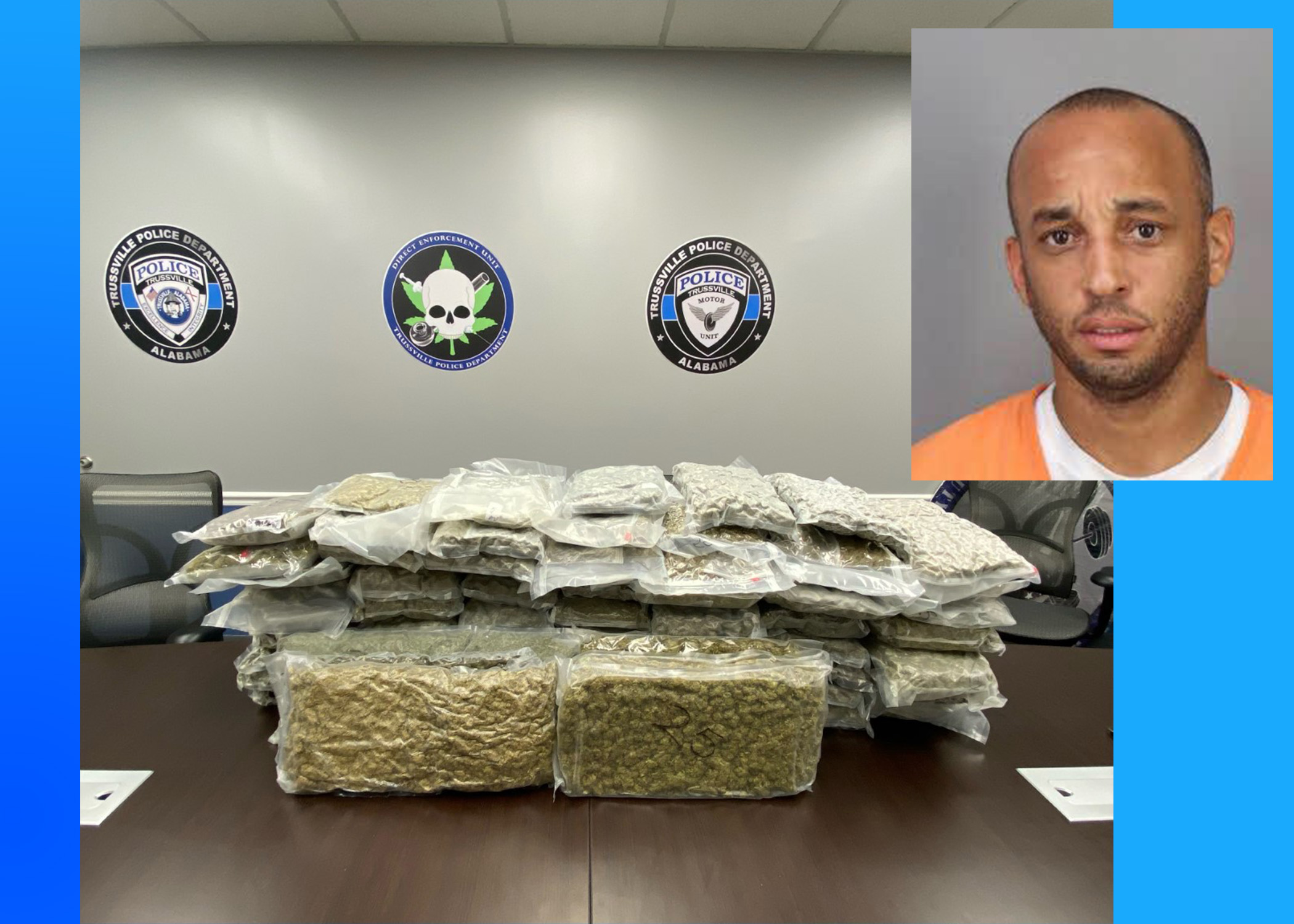 Trussville PD traffic stop leads to discovery of 74.1 lbs of marijuana