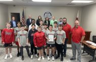 7th Grade Huskies football team honored during Trussville Council