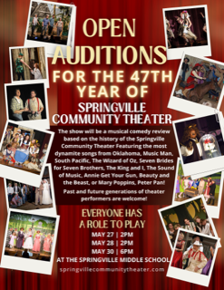Auditions for the Springville Community Theater's Musical Comedy Review will be held this weekend