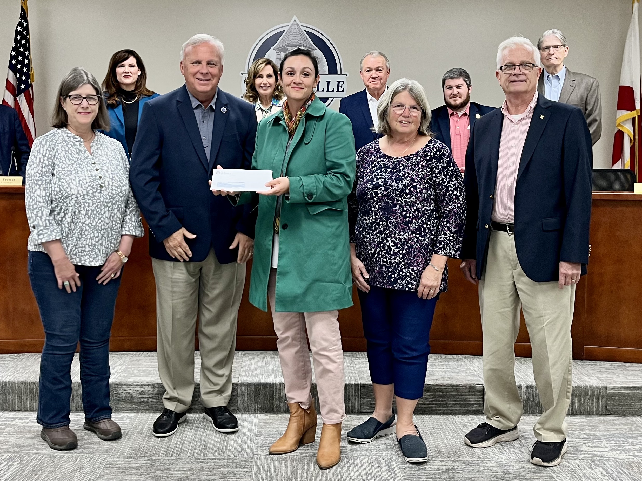 Trussville Council presents check to Cahaba Homestead Heritage Foundation